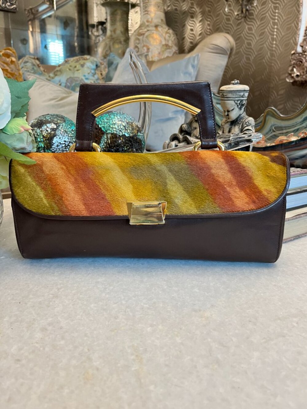 Vintage Jane August colorful calf hair leather Bag